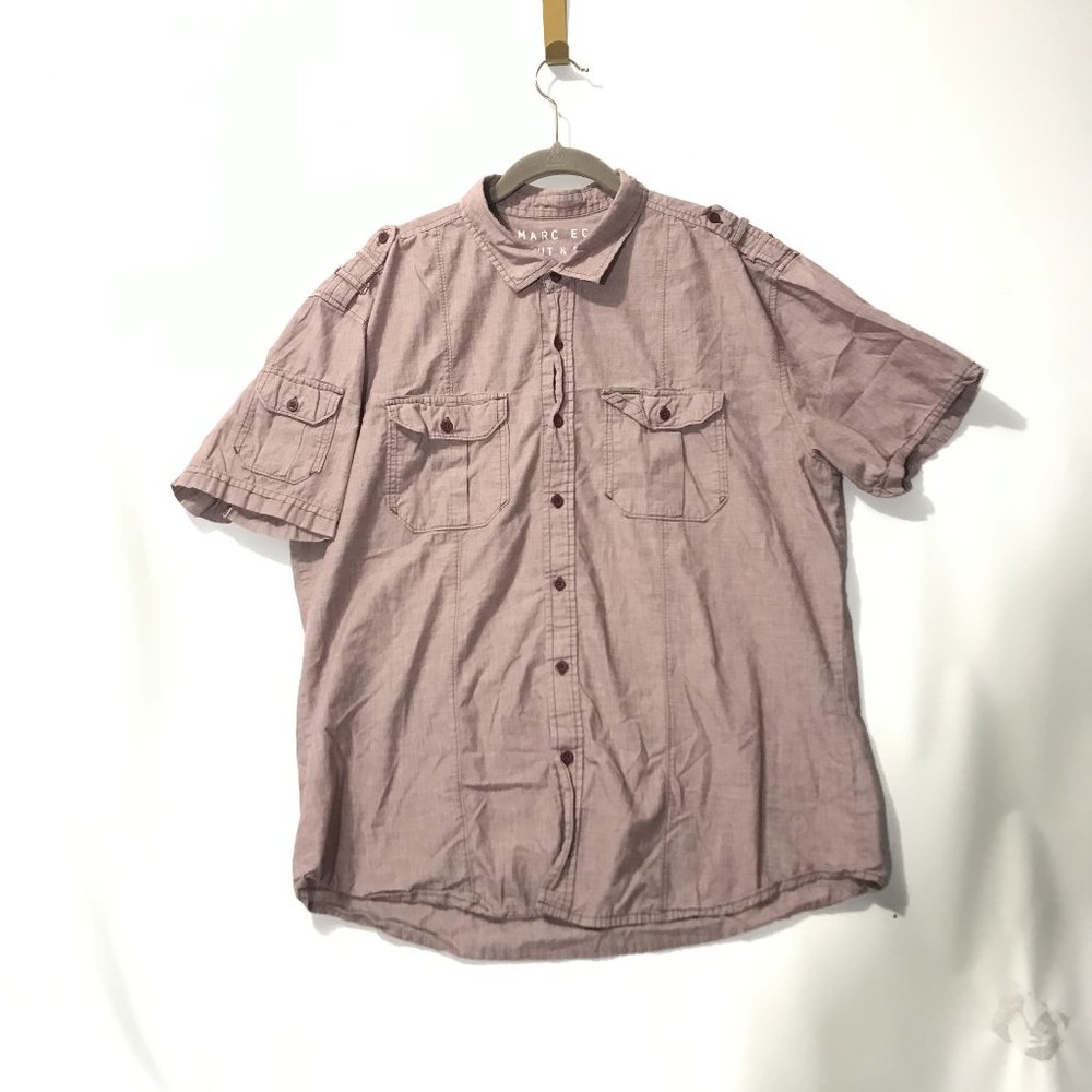 Marc Ecko Cut and Sew Mens XL Short Sleeve Pink Button Down Shirt